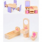 Pink House - Casuta de joaca cu mobilier din lemn inclus  cu doua nivele 